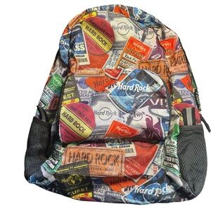 Hard Rock Cafe Colorful Graphic Backpack great for travel NWOT